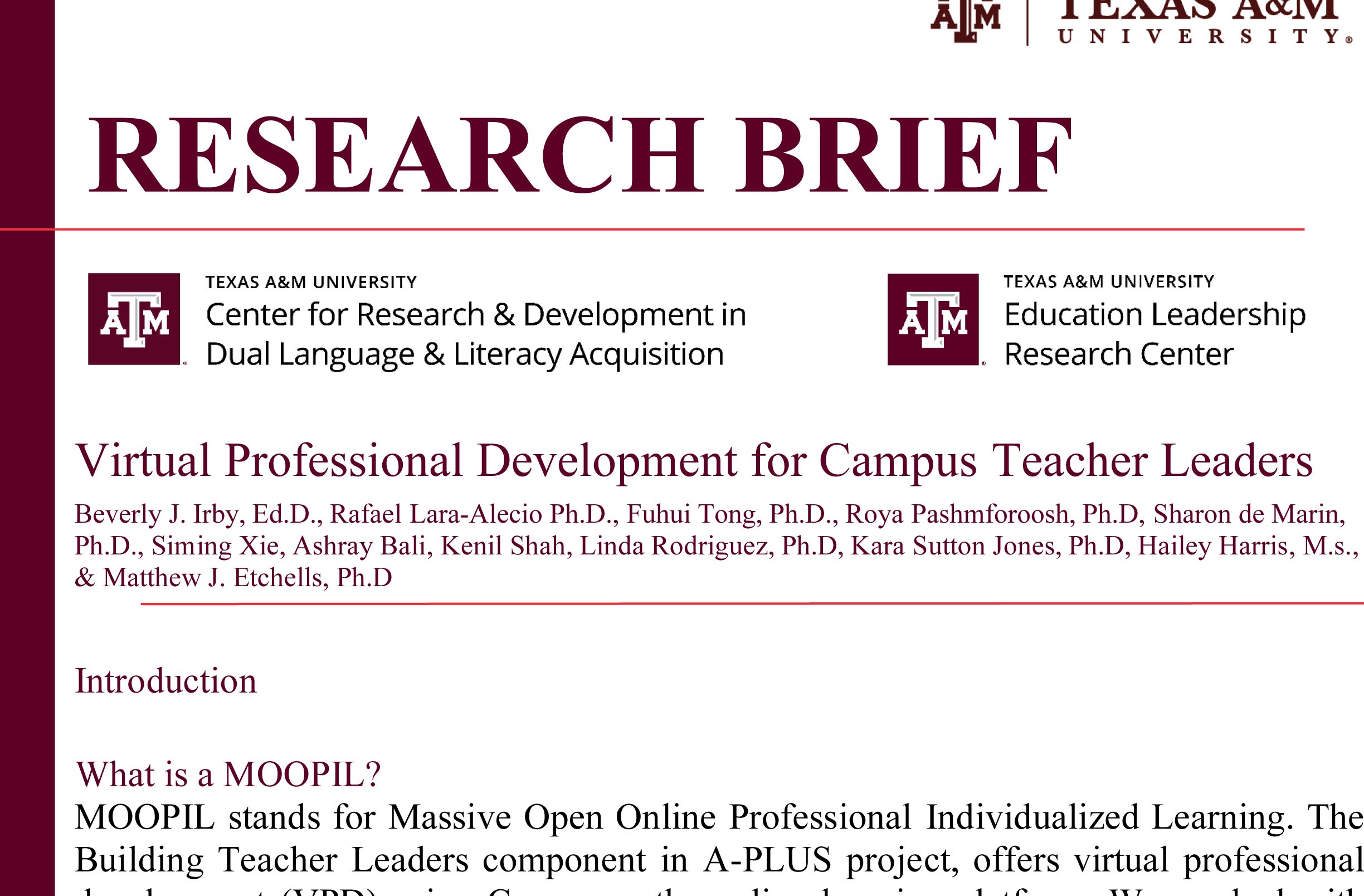 APLUS research brief on virtual professional development for campus leaders