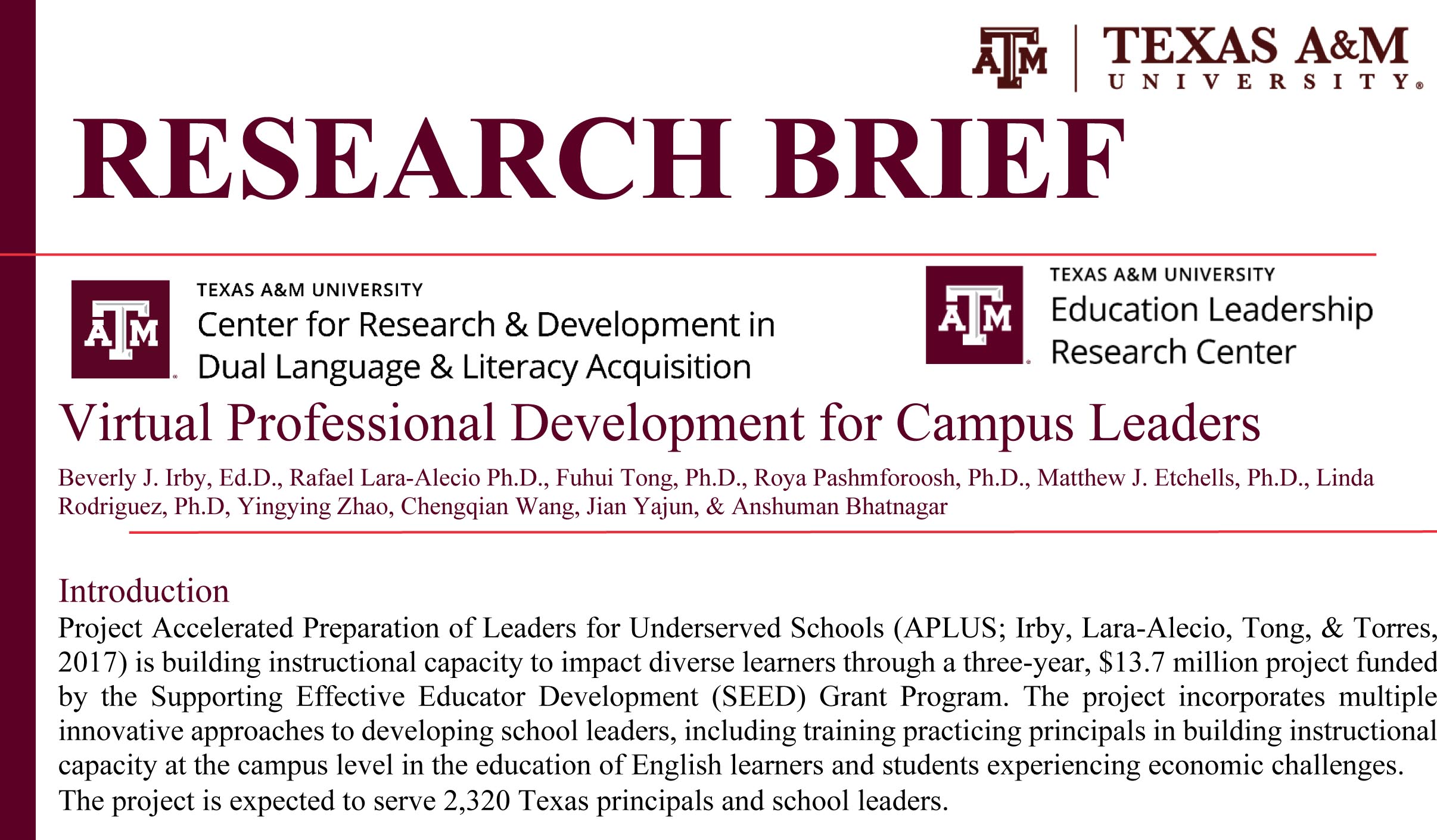 APLUS research brief on virtual professional development for teachers